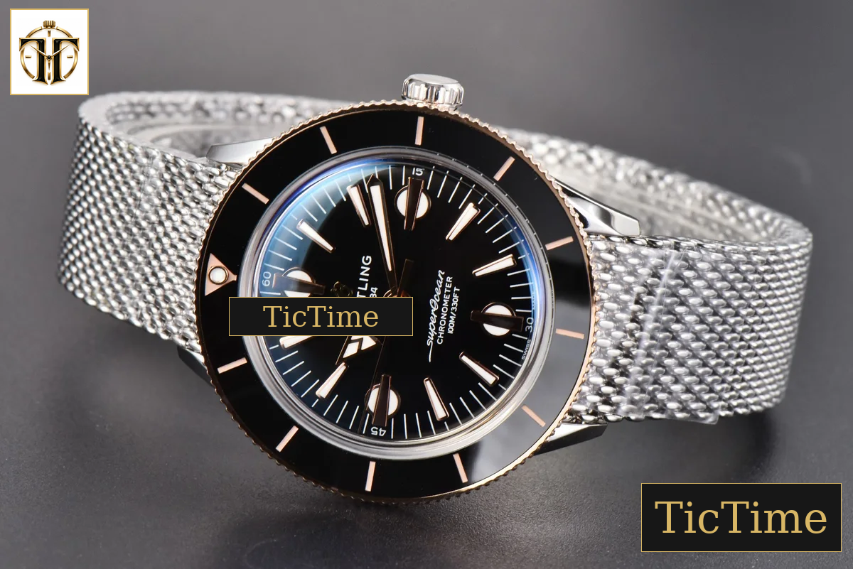 SuperOcean Heritage 42mm GF RG/SS Black Ceramic Black Dial Mesh Bracelet A2824 — foto 14