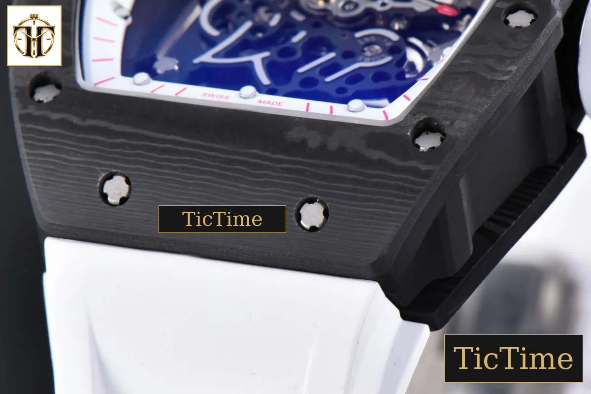 NTPT RM055 43mm ZF White/Pink Bezel White Crown White Rubber Strap V6 RMUL2 — foto 12