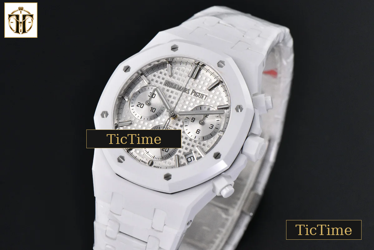 Royal Oak Chronograph 26240 41mm APSF Ceramic Sliver Checkered Dial Sliver Subdial Ceramic Bracelet V2 SH4401 — foto 5