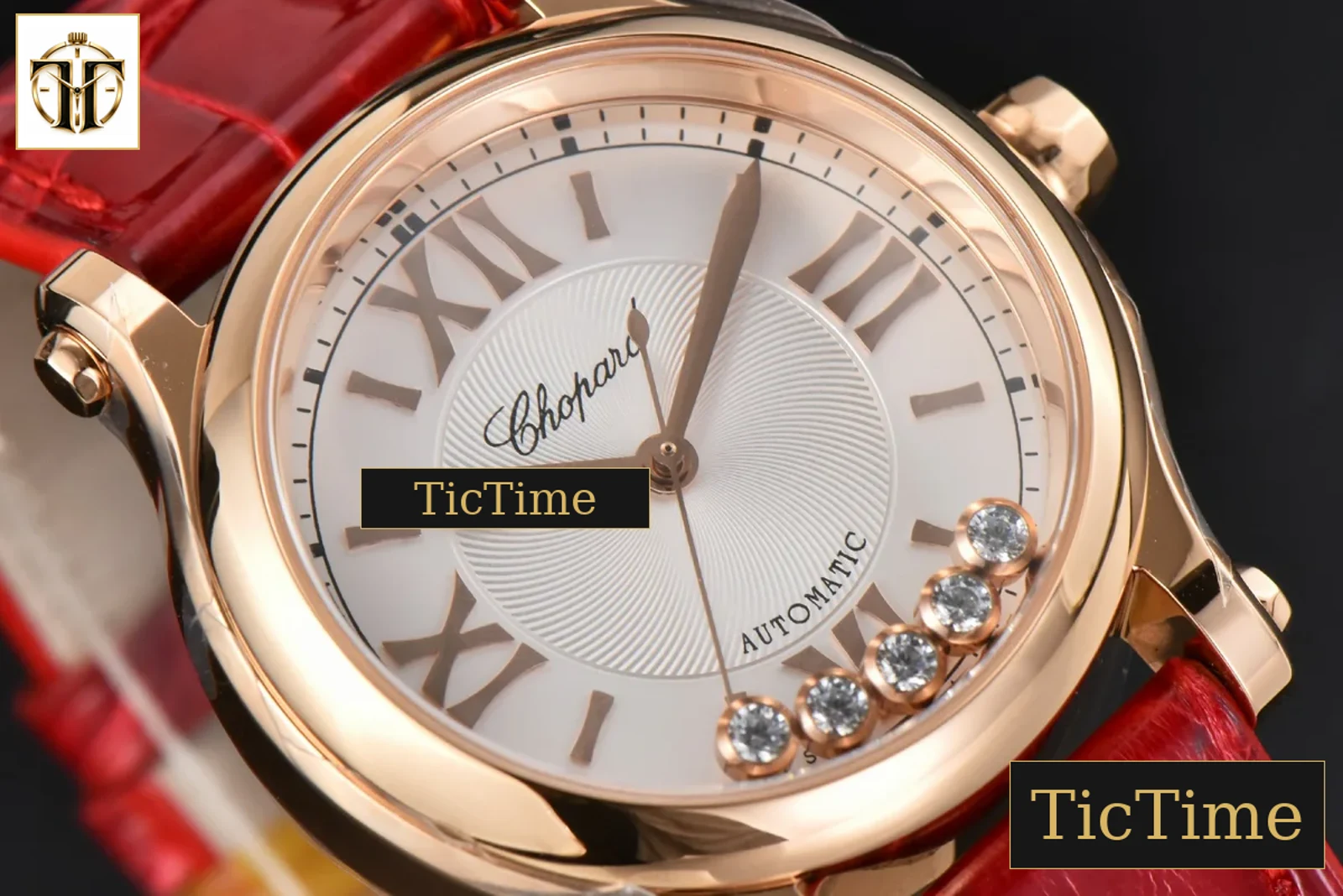 Happy Sport Automatic 33mm HWF RG White Dial Red Leather Strap A2892 — foto 12