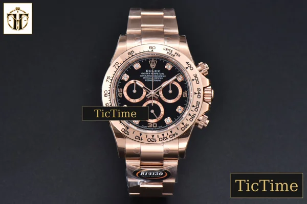 Foto frontal — Daytona 116505 40mm BTF Black/RG Dial Diamond Marker RG Bracelet SA4130