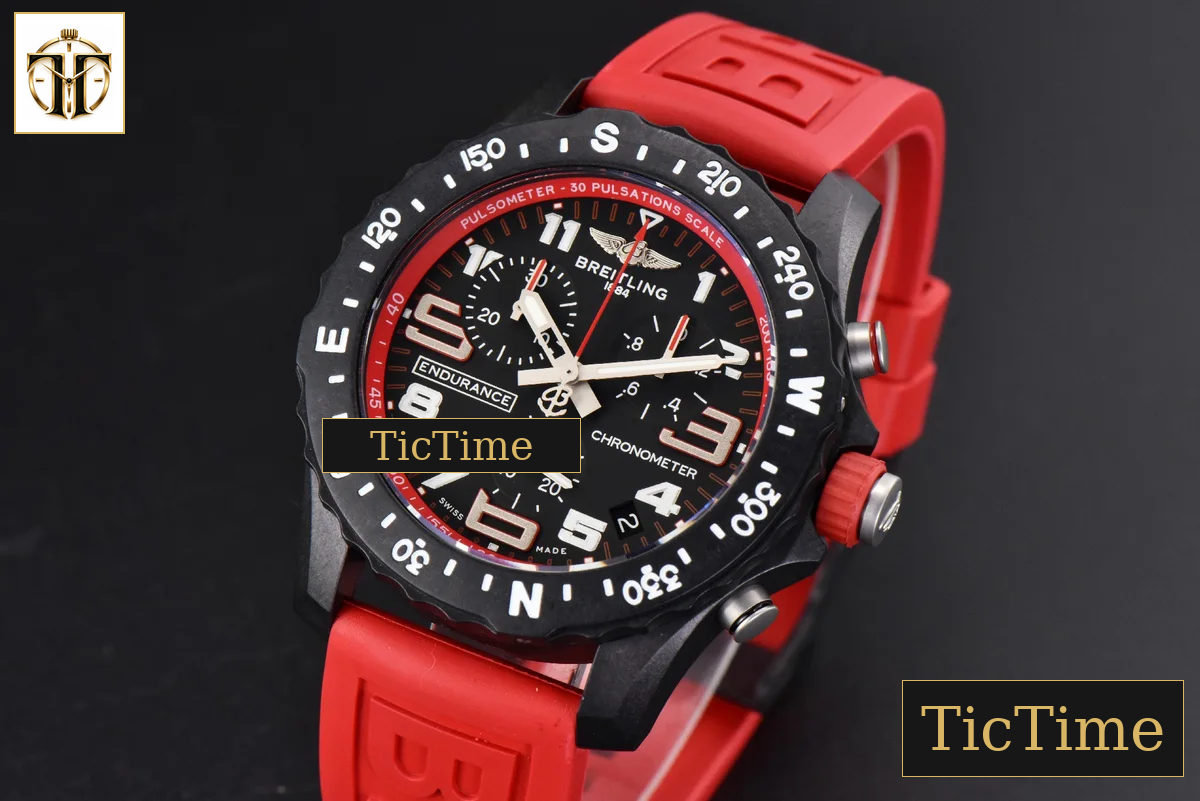 Endurance Pro 44mm OF Red Chronometer Dial Red Rubber Strap Swiss Quartz — foto 4