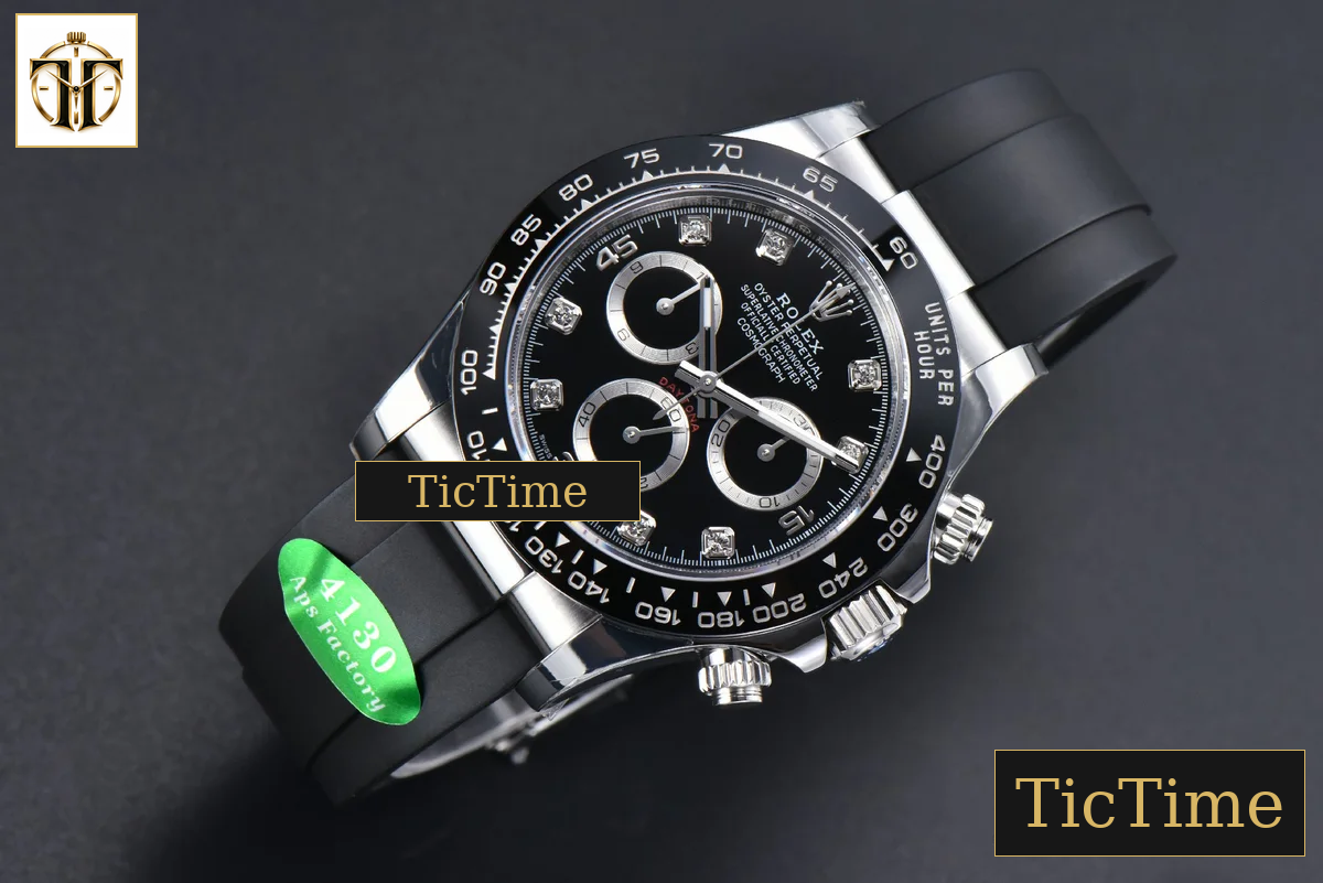 Daytona 116519 40mm APSF SS Black Dial Ceramic Bezel Diamond Marker Oysterflex Strap Tungsten Version SH4130 — foto 4