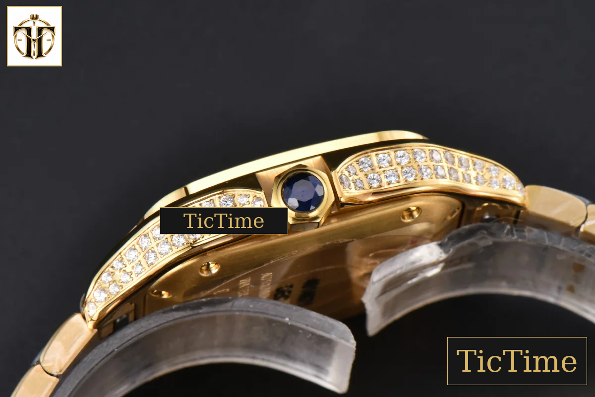 Santos de Cartier Medium 35mm BVF YG Diamond Case White Dial YG Bracelet Miyota 9039 — foto 14
