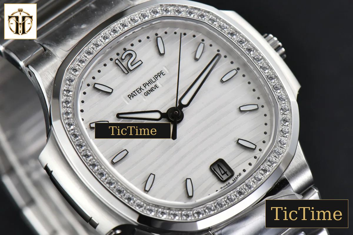 Nautilus Ladies 7118 35mm 3KF Diamond White Dial SS Bracelet 324CS — foto 6