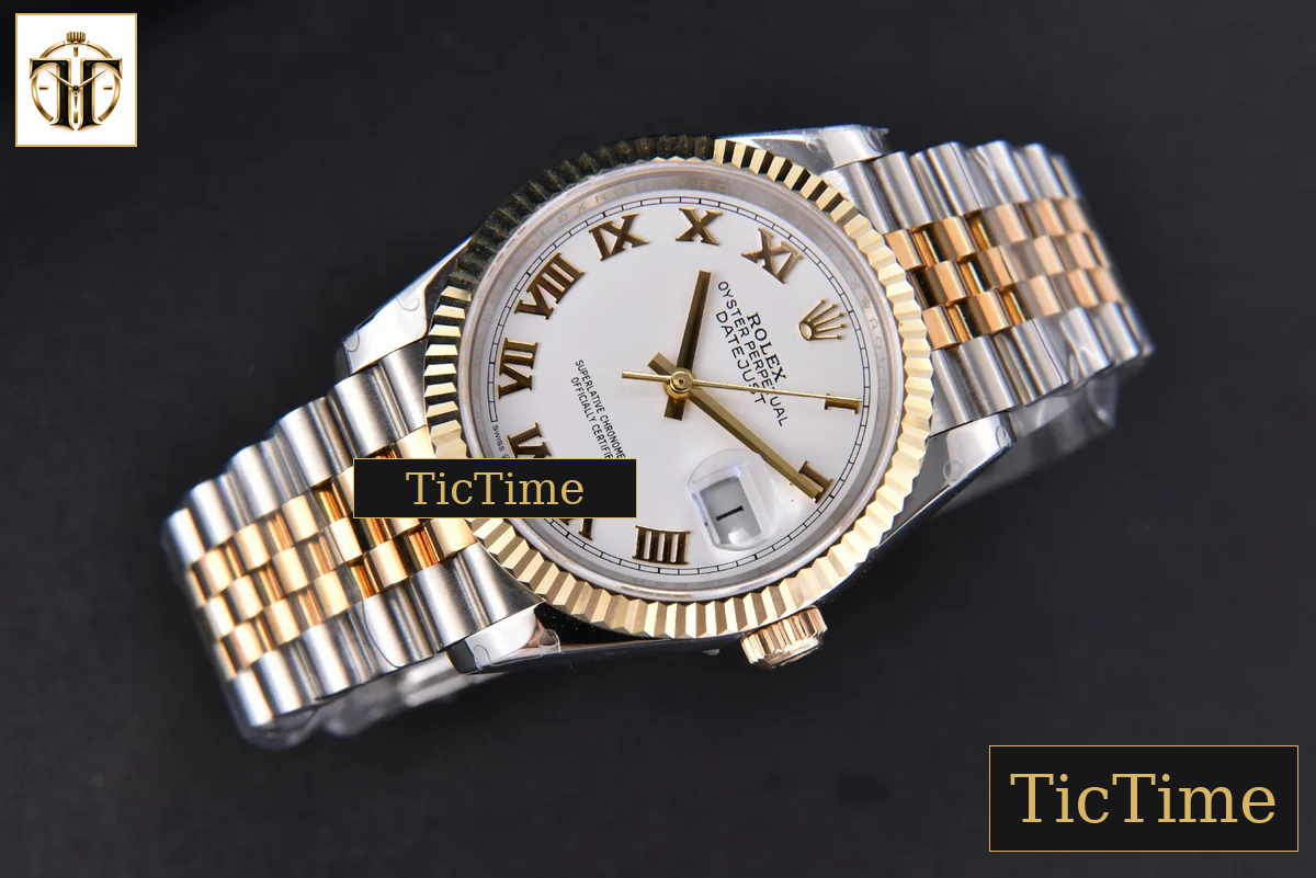 DateJust 904L 36mm GMF YG/SS Fluted Bezel White Dial Roma Marker Jubilee Bracelet VR3235 — foto 3