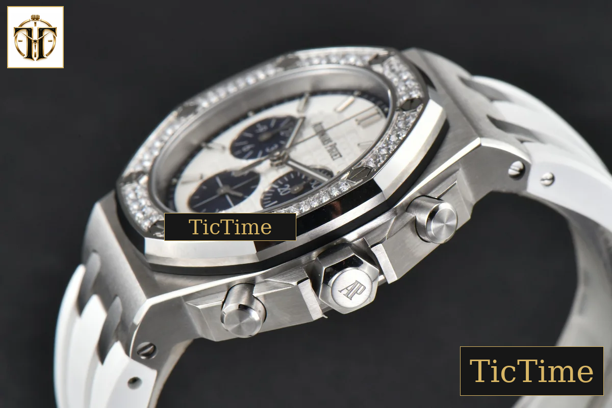 Offshore Ladies 26231ST 37mm RXWF Diamond White Dial Blue Subdial White Rubber Strap Quartz — foto 11