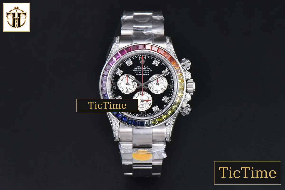 Daytona Rainbow 116599 ZF Black Diamonds Dial SS Bracelet SH4130 — foto 3