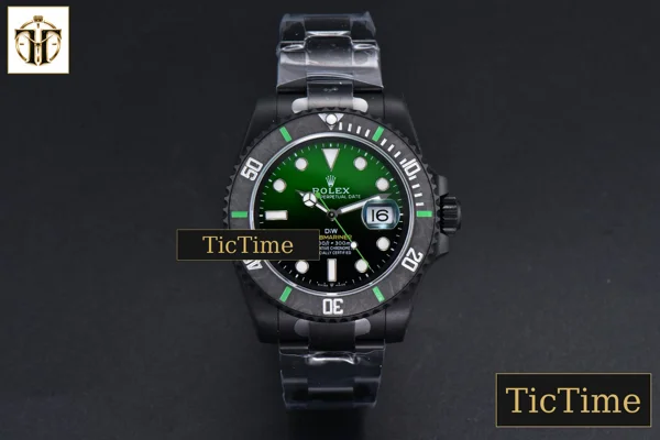 Foto frontal — Submariner DIW DLC 41mm VSF Green Graduated Dial SS Bracelet VS3135