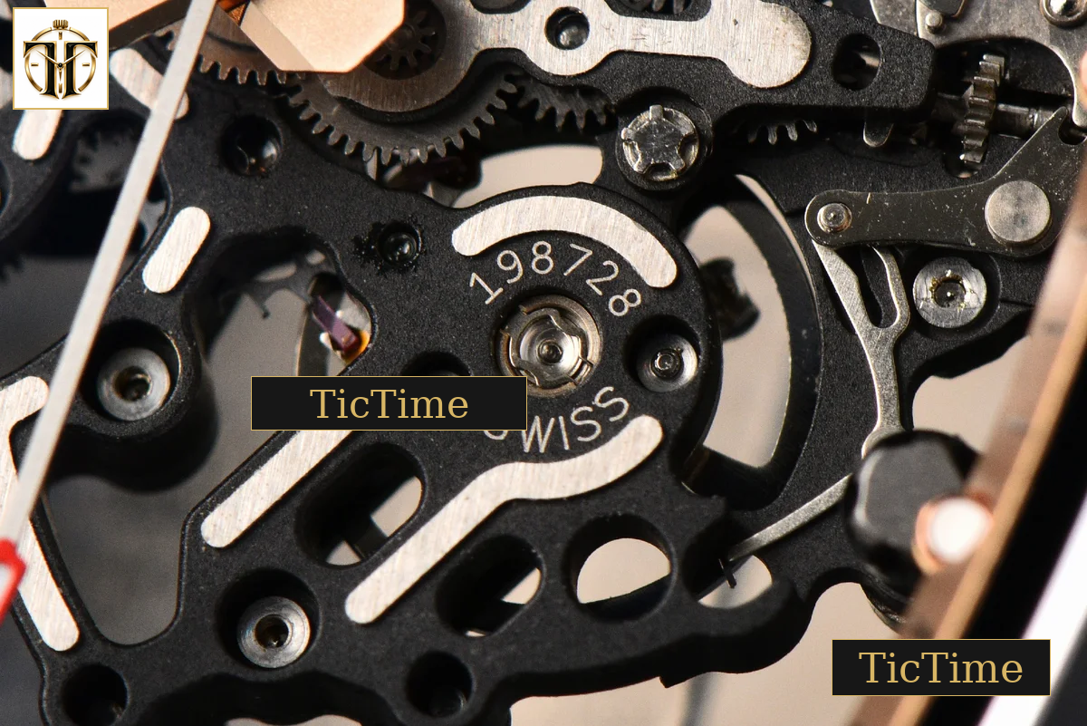 RM055 42.7mm ZF Ceramic Black Bezel Gold Skeleton Dial Black Crown Black Rubber Strap RMUL2 — foto 10