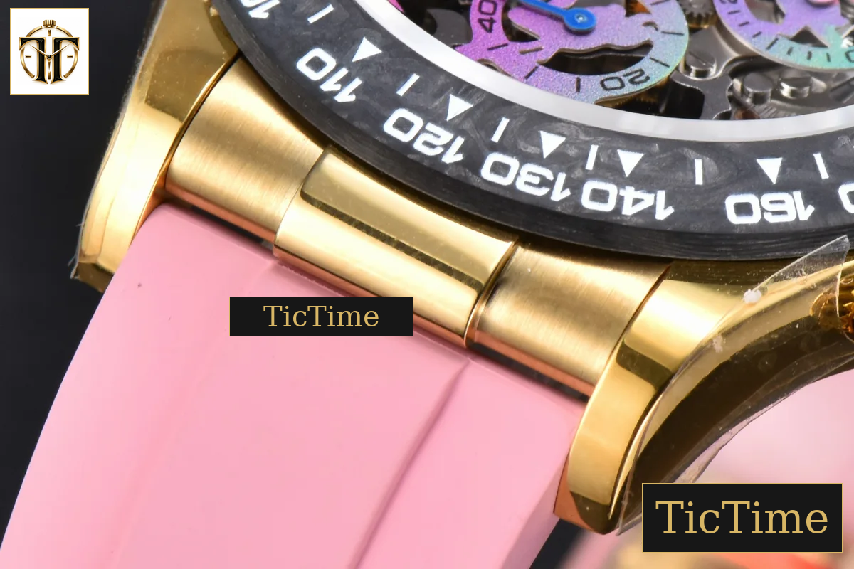 Blaken Daytona 40mm GETF PVD RG Carbon Skeleton Dial Pink Rubber Strap SA4130 — foto 11