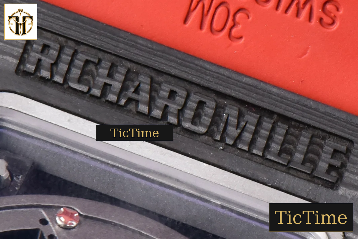 RM035-02 42mm T+F Black Forged Carbon Skeleton Dial Red Crown Red Rubber Strap RMUL2 — foto 24