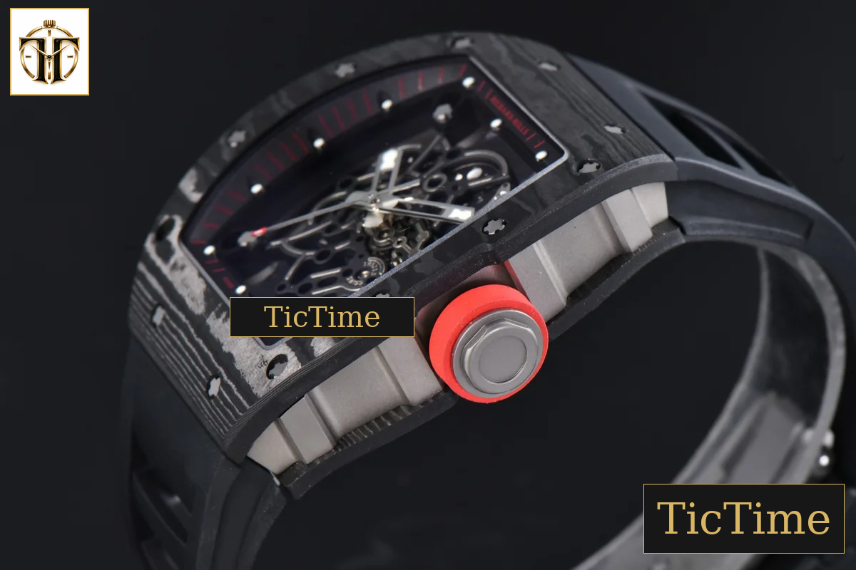 RM055 42.7mm APSF Black Skeleton Dial Black Bezel Red Crown Black Rubber Strap RMUL2 — foto 12