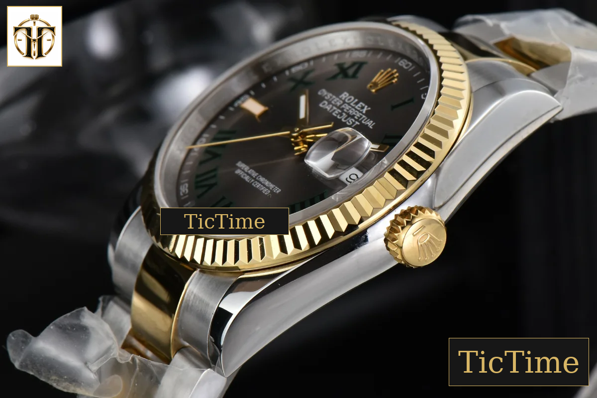 DateJust 36mm BPF YG/SS Wimbledom Gray Dial Green Roma Marker Oyster Bracelet 2824 — foto 9