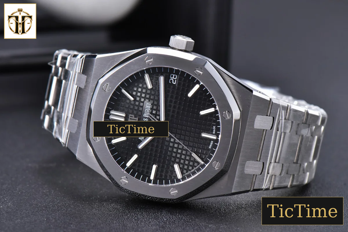 Royal Oak 15500 41mm OMF Black Textured Dial SS Bracelet V2 Miyota 9015 — foto 12