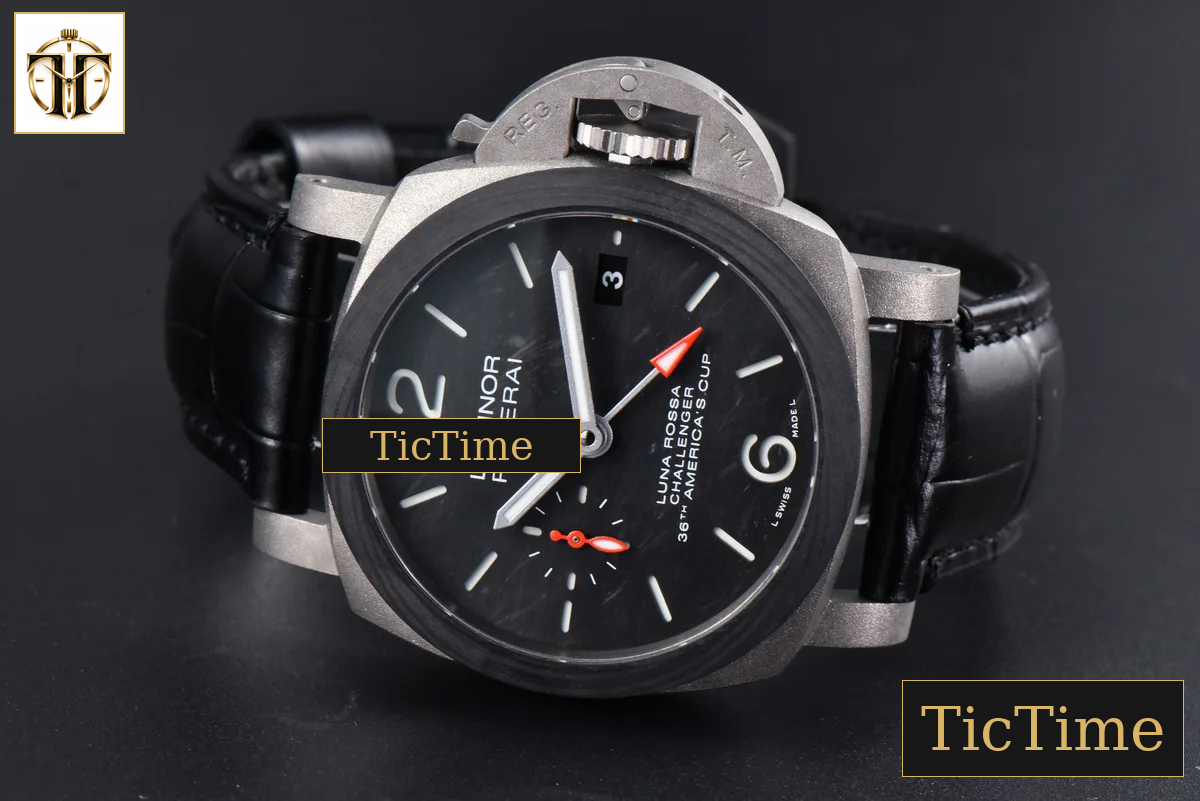 Luminor GMT PAM1096 42mm VSF Titanium Black Dial Black Leather Strap P9011 — foto 14