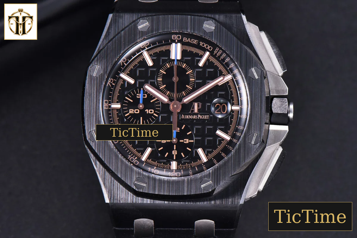 Royal Oak Offshore 26405CE 44mm JF RG Black Dial RG Marker Black Rubber Strap V2 A3126 — foto 2