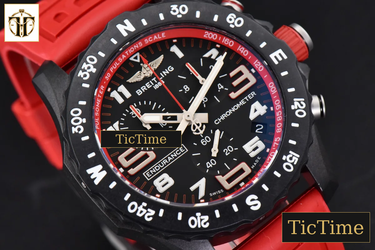 Endurance Pro 44mm OF Red Chronometer Dial Red Rubber Strap Swiss Quartz — foto 14