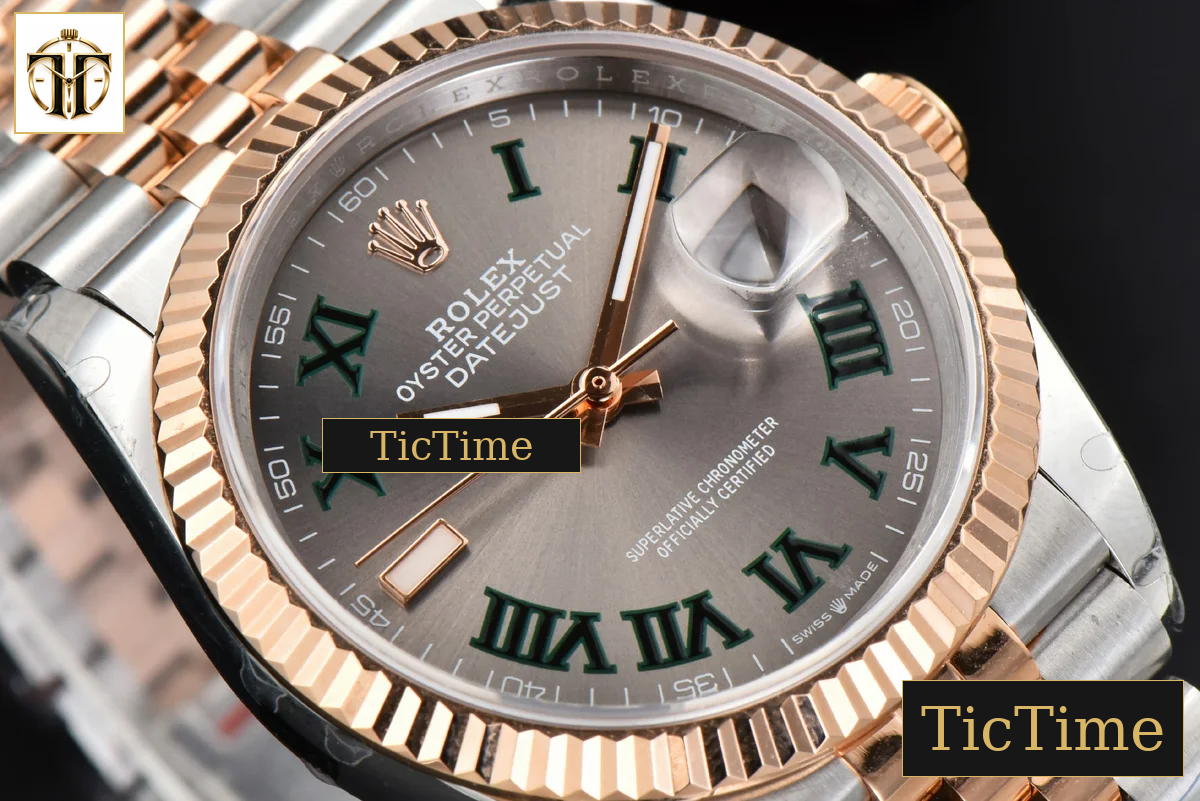 DateJust 36mm BPF RG/SS Fluted Bezel Gray Wimbledon Dial Jubilee Bracelet A2824 — foto 11