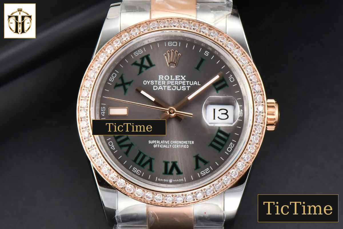 DateJust 36mm BPF RG/SS Diamond Bezel Gray Wimbledon Dial Oyster Bracelet A2824 — foto 2