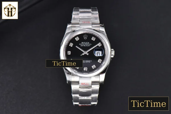 Foto frontal — DateJust 36mm GMF SS Smooth Bezel Black Dial Diamond Marker Oyster Bracelet VR3235