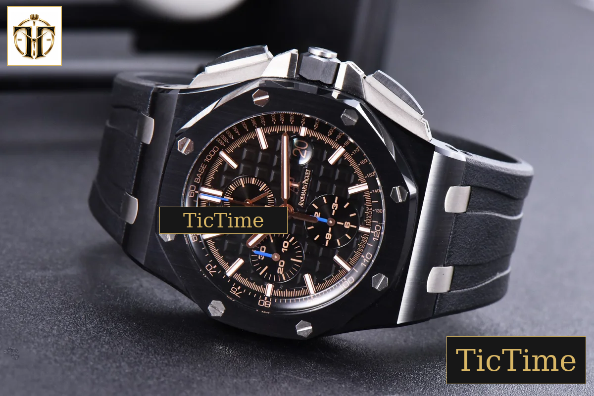Royal Oak Offshore 26405CE 44mm JF RG Black Dial RG Marker Black Rubber Strap V2 A3126 — foto 12