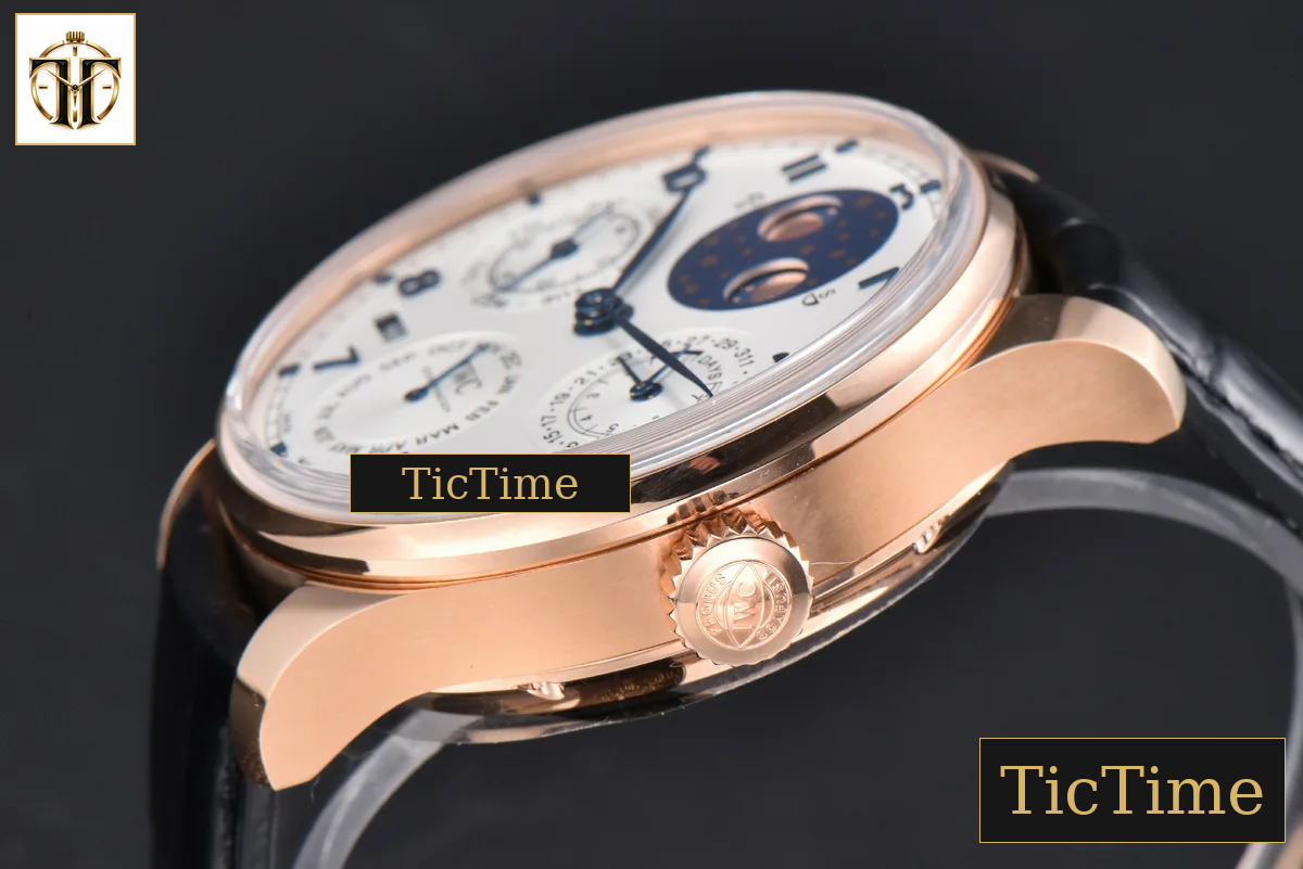 Portugieser Perpetual Calendar IW5033 42mm APSF RG White Dial Black Leather Strap A52610 — foto 12