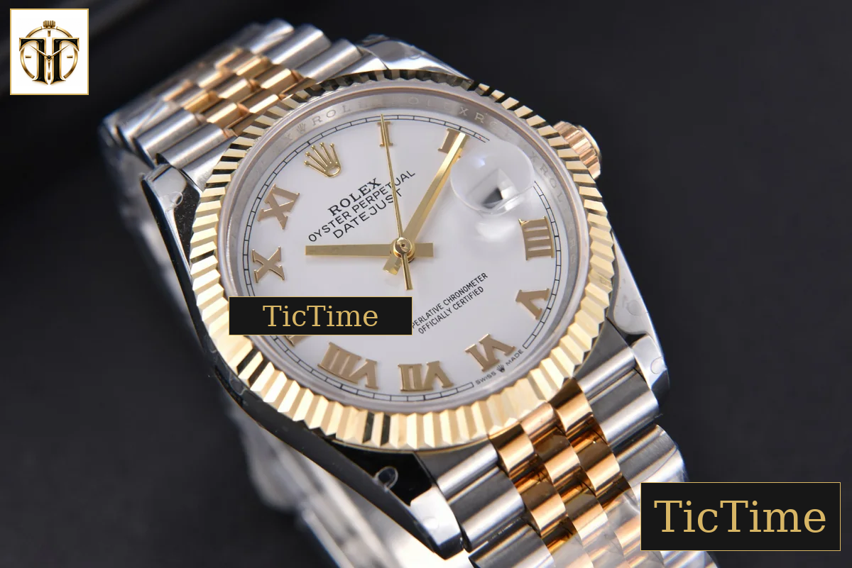 DateJust 904L 36mm GMF YG/SS Fluted Bezel White Dial Roma Marker Jubilee Bracelet VR3235 — foto 10