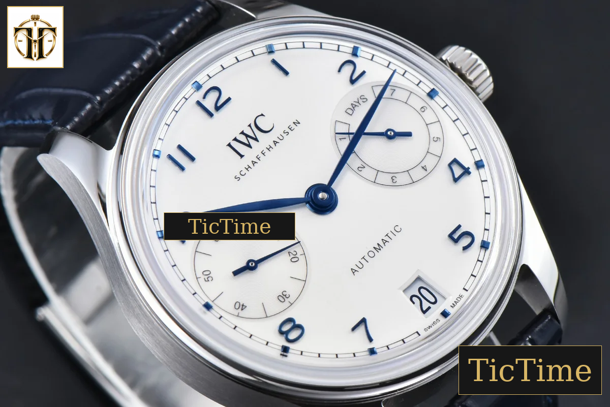 Portugieser Automatic 7 Days IWC0559A 42mm APSF SS White Dial Blue Numeral Markers Black Leather Strap A52010 — foto 11