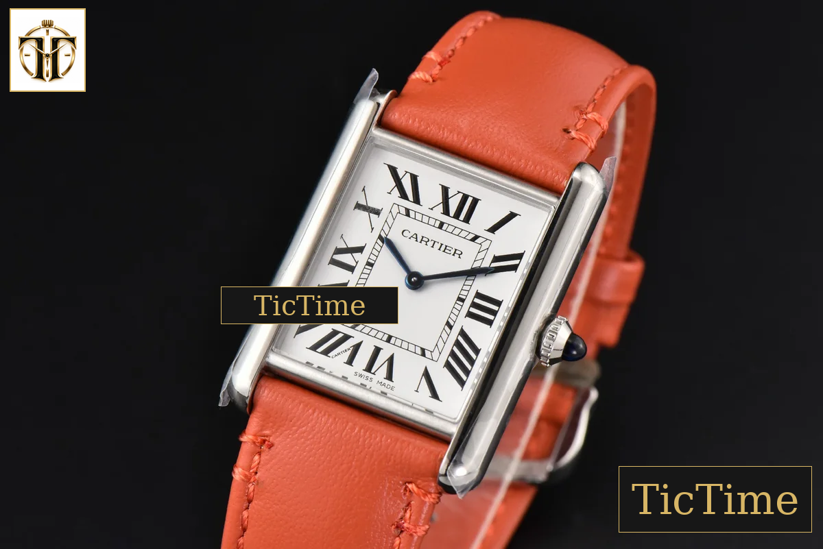 Tank Must Large 33.7×25.5mm K11F White Dial Orange Smooth Calf Strap Quartz — foto 4