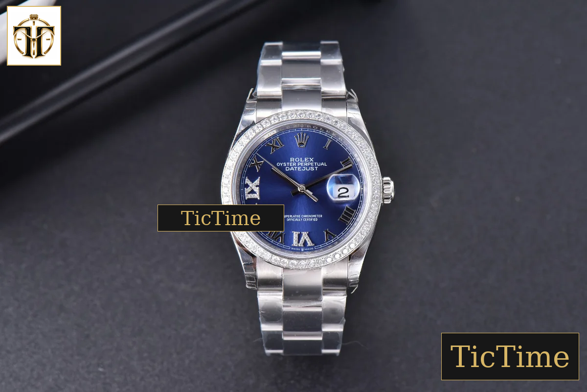 DateJust 36mm EWF SS Blue Dial Diamond Roma Marker Diamond Bezel Oyster Bracelet A3235 — foto 3
