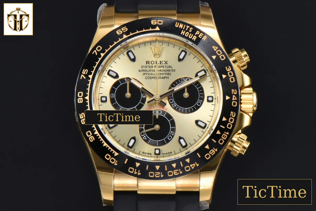 Daytona 116518 40mm APSF YG YG/Black Dial Ceramic Bezel Lume Marker Oysterflex Strap Tungsten Version SH4130 — foto 2