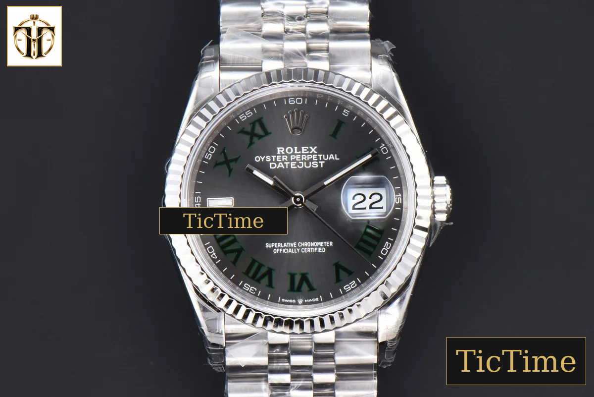 DateJust 904L Wimbeldon 36mm VSF Gray Dial Green Marker Jubilee VS3235 — foto 2