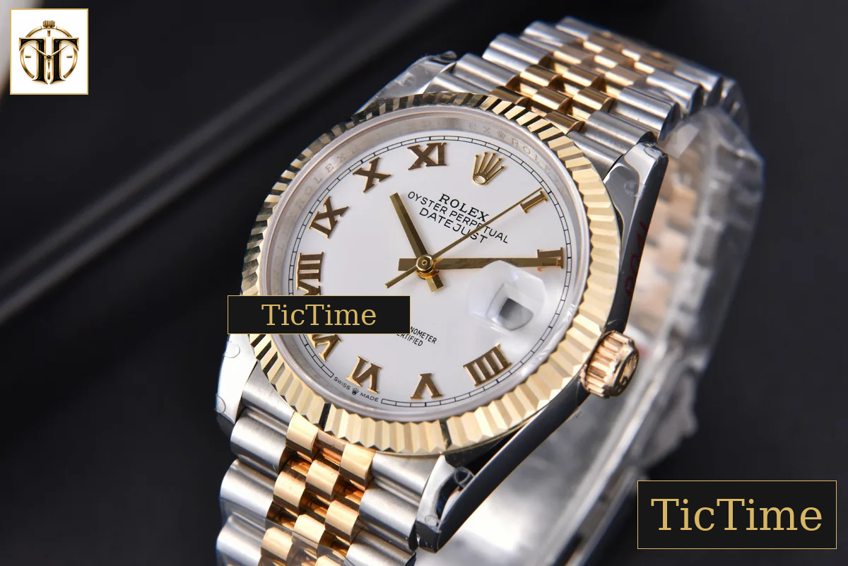DateJust 904L 36mm GMF YG/SS Fluted Bezel White Dial Roma Marker Jubilee Bracelet VR3235 — foto 4