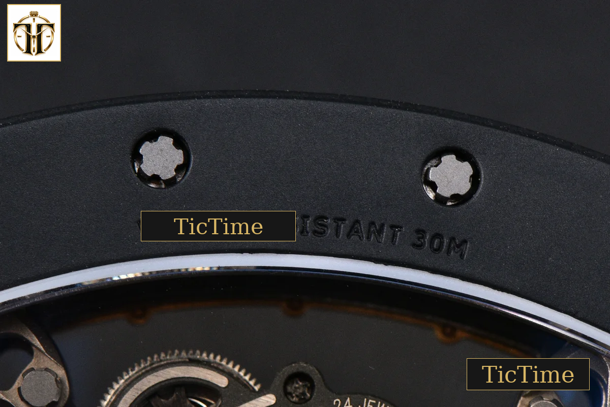 RM055 42.7mm ZF Ceramic Black Bezel White Skeleton Dial Black Crown Black Rubber Strap RMUL2 — foto 24