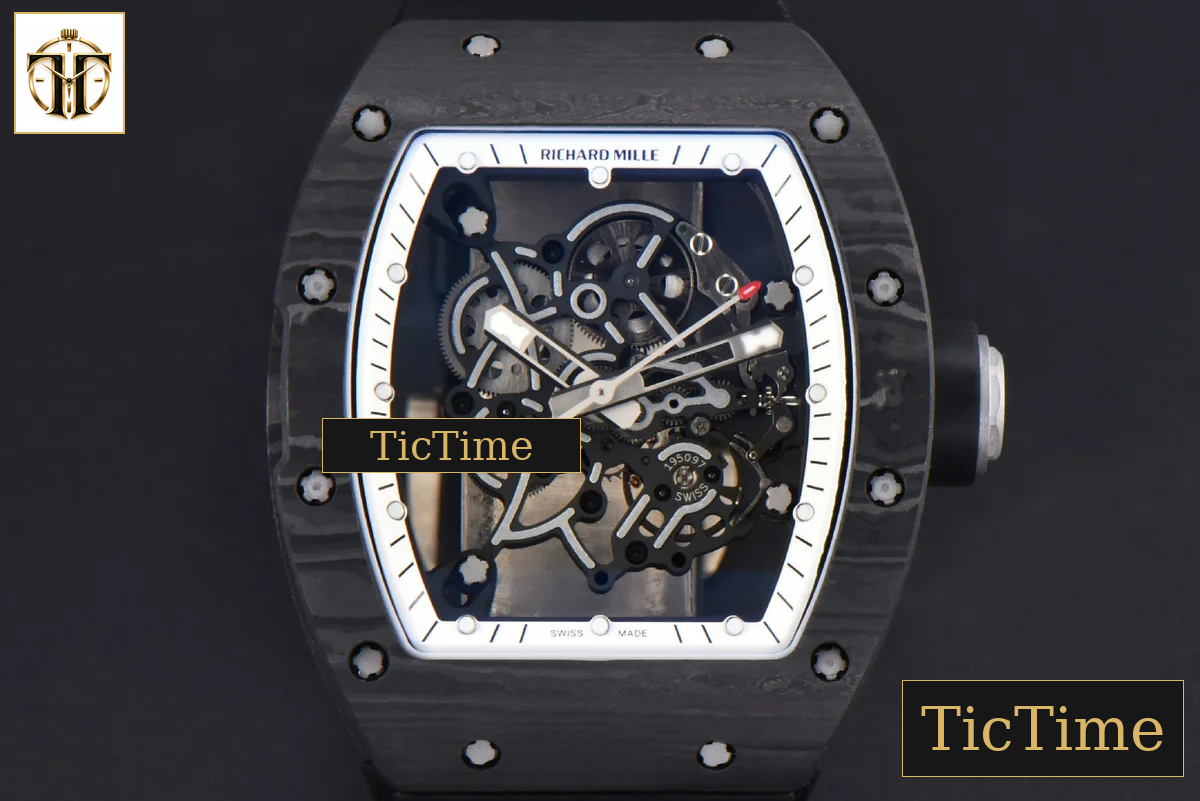 NTPT RM055 43mm ZF White Bezel Black Crown Black Rubber Strap V6 RMUL2 — foto 2