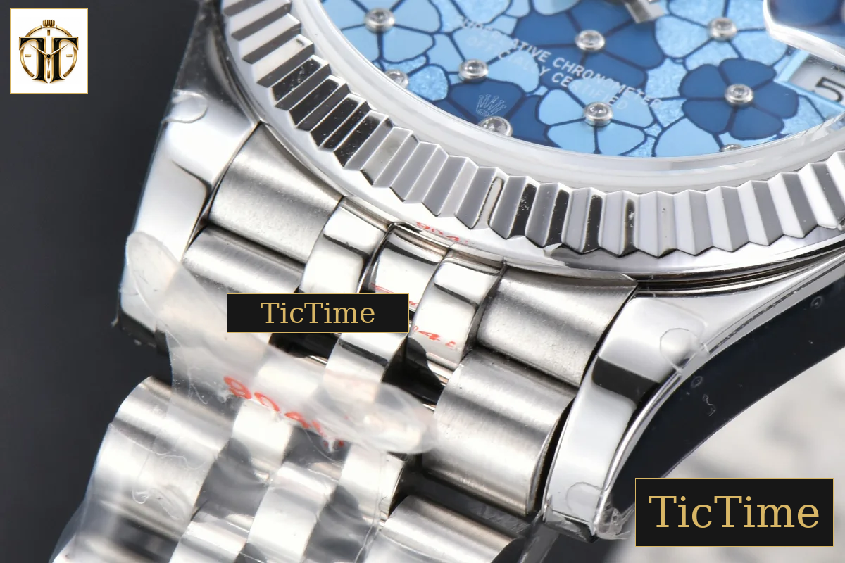 DateJust 904L Fluted Bezel 31mm GMF Blue Flowers Dial Jubilee Bracelet A2824 — foto 11