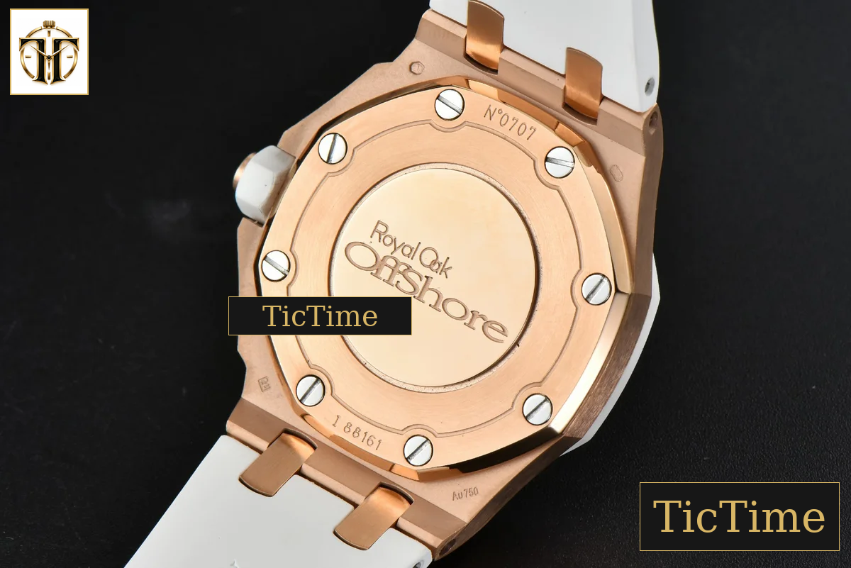 Royal Oak Offshore Ladies 33mm RXWF RG Moissanite White Dial Diamonds Bezel White Rubber Strap Swiss Quartz — foto 17