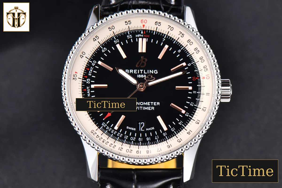 Navitimer 41mm TF SS Black Dial White Bezel Black Leather Strap A2824 — foto 2