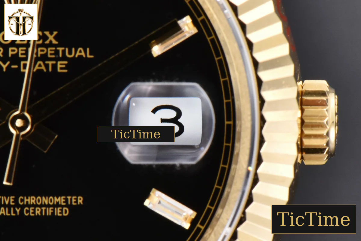 DayDate 40mm GMF YG Black Dial Diamond Marker President Bracelet A3235 — foto 8