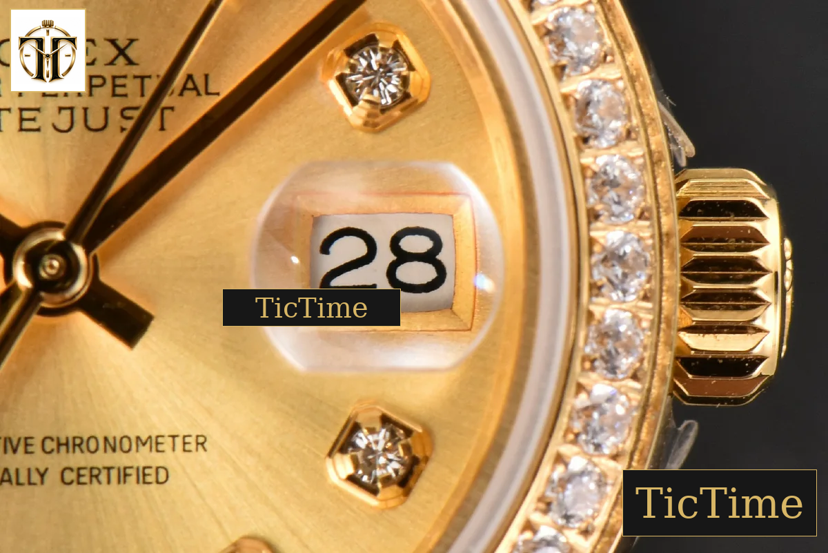 DateJust Ladies 28mm WF YG Diamond Gold Dial Diamond Marker Jubilee Bracelet A2236 — foto 10