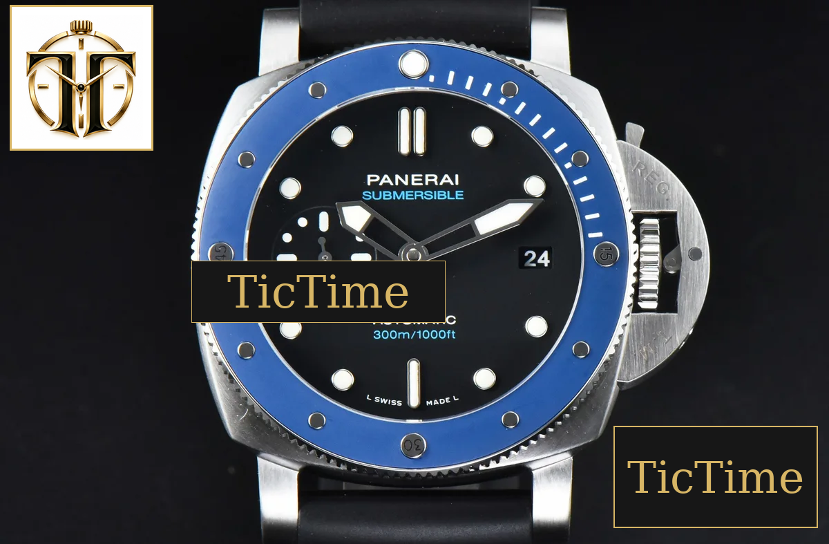 Submersible PAM1209 42mm VSF Black Dial Blue Bezel Black Rubber Strap P9000 — foto 2