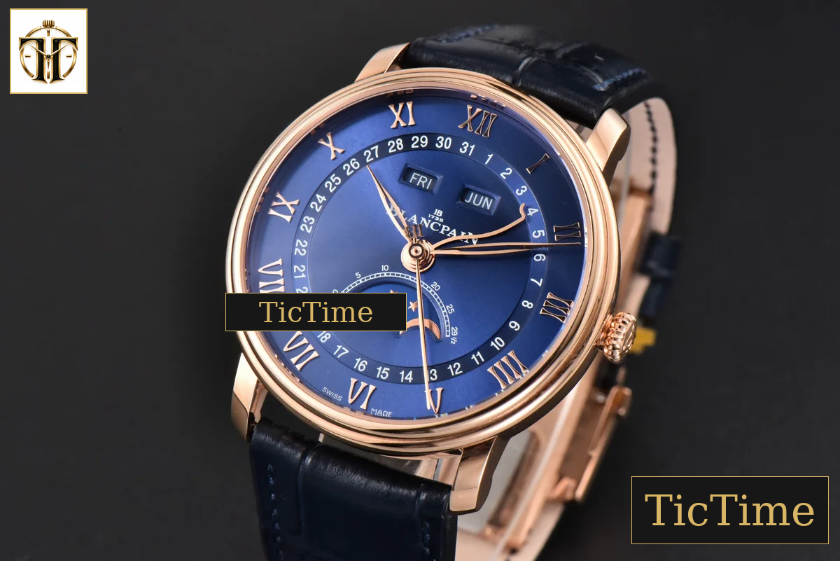 Villeret Complicated Function 6654 40mm OMF RG Blue Dial Black Leather Strap V3 A6654 — foto 4