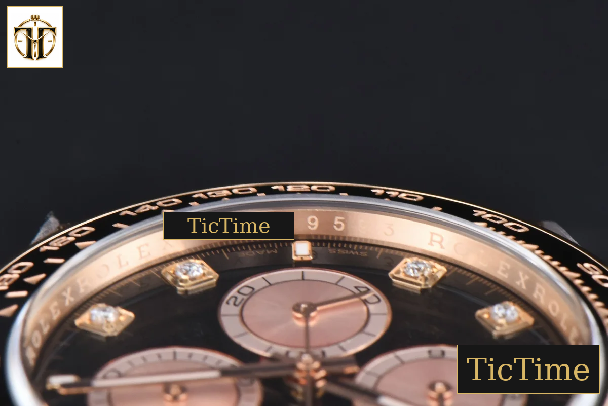 Daytona 126515 40mm Clean Factory RG Black Dial RG Subdial Diamond Marker Oysterflex Strap DD4131 — foto 14