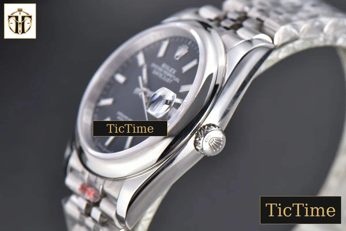 DateJust 36mm GMF SS Smooth Bezel Black Dial Stick Marker Jubilee Bracelet VR3235 — foto 11
