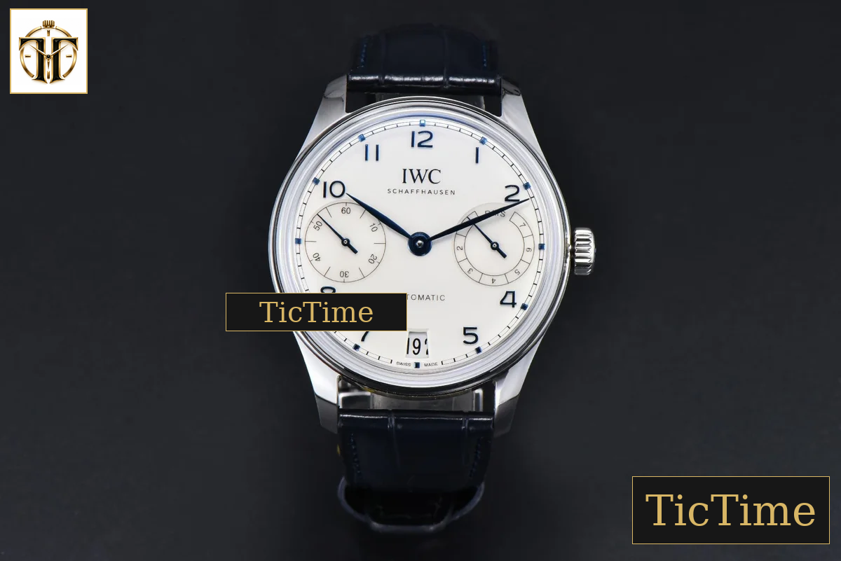 Portugieser Automatic 7 Days IWC0559A 42mm APSF SS White Dial Blue Numeral Markers Black Leather Strap A52010 — foto 2