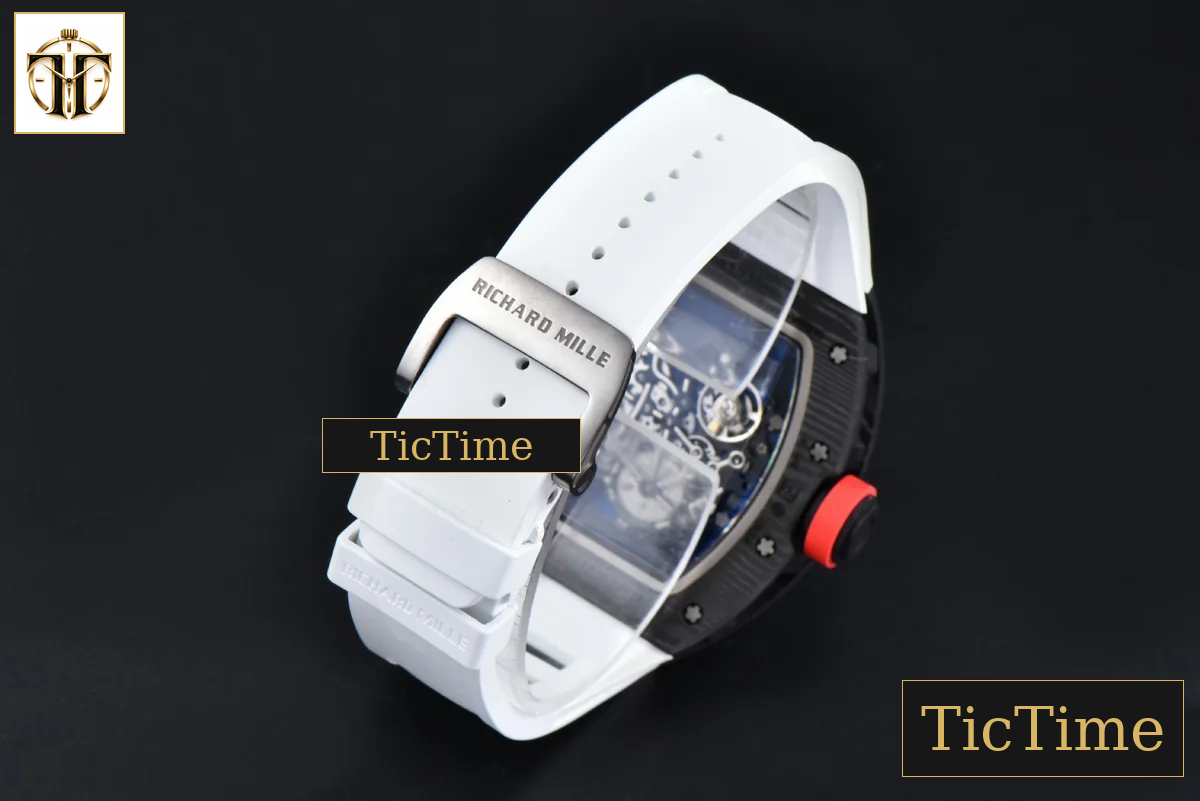 RM055 42.7mm APSF White Skeleton Dial Black Bezel Red Crown White Rubber Strap RMUL2 — foto 33