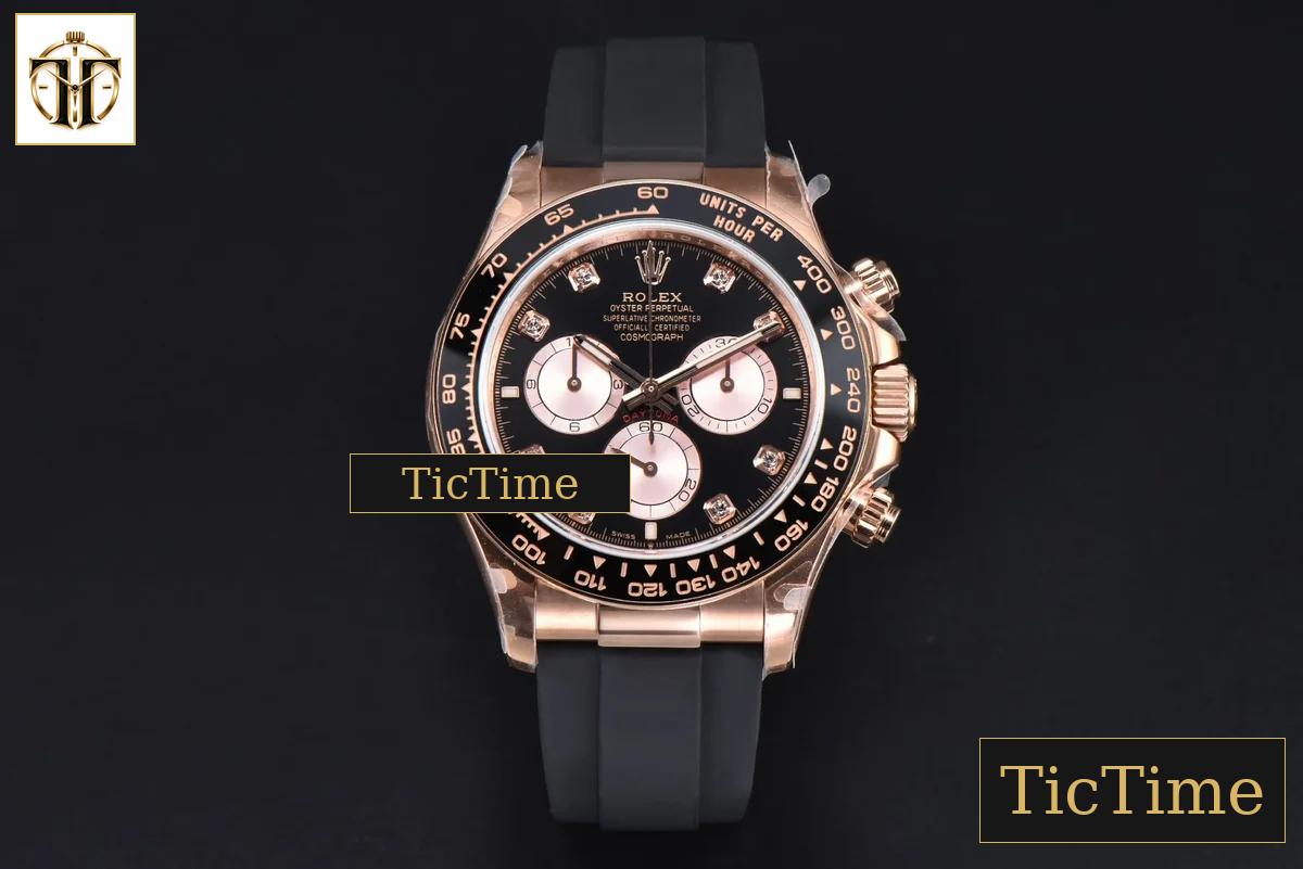 Daytona 126515 40mm BPF RG Black Bezel Black Dial RG Subdial Diamond Marker Black Oysterflex Strap SH4131 — foto 2