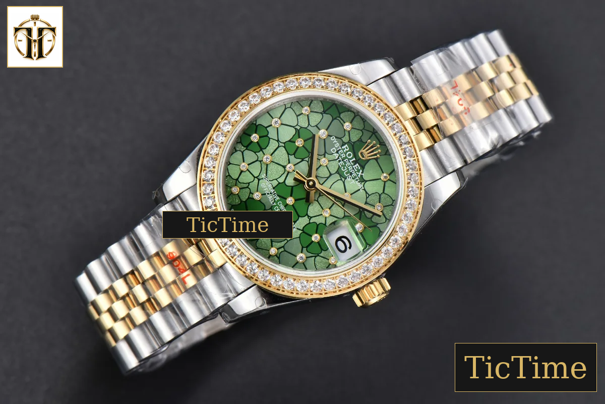 DateJust 904L 31mm GMF YG Diamond Bezel Green Flowers Dial Jubilee Bracelet A2824 — foto 15