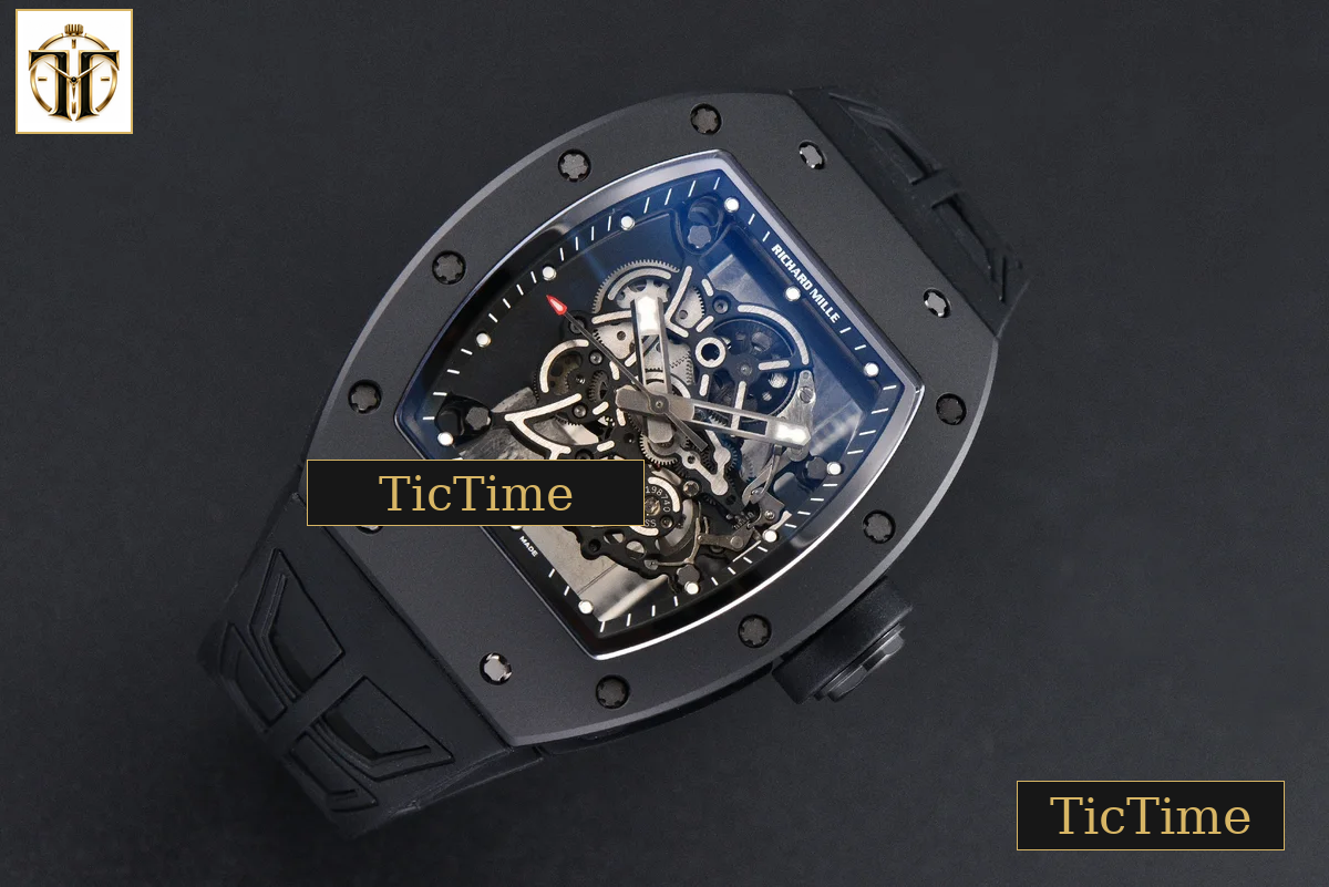 RM055 42.7mm ZF Ceramic Black Bezel Black Skeleton Dial Black Crown Black Rubber Strap RMUL2 — foto 3